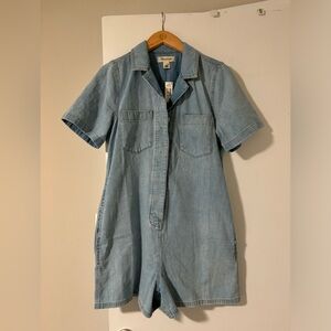 Denim Utility Romper in Fitzgerald Wash